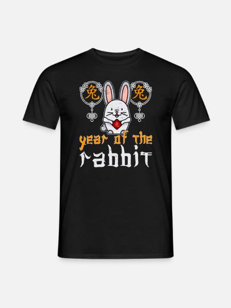 Chinesisches Hase Schriftzeichen Neujahr - Mænd T-shirt - sort