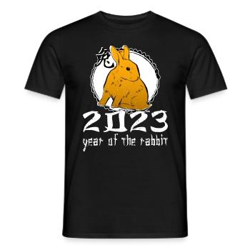 Personnage de lapin chinois Nouvel An 2023 - T-shirt homme - noir - Devant - AI Model Male 178 light (178cm)