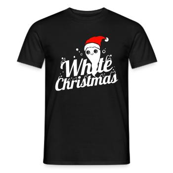 Fantôme mignon avec chapeau de Père Noël apporte Noël blanc - T-shirt homme - noir - Devant - AI Model Male 178 light (178cm)