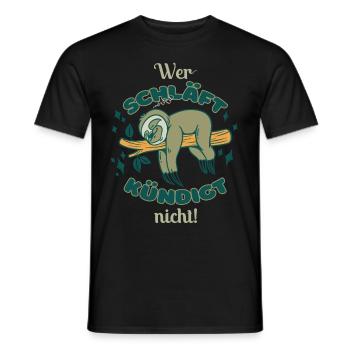 Spruch Wer schläft kündigt nicht Büro Humor - Männer T-Shirt - Schwarz - Vorne - AI Model Male 178 light (178cm)