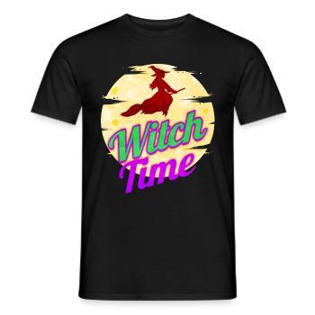 Witch Flying By The Moon Witch Time Halloween - Männer T-Shirt - Schwarz - Vorne - AI Model Male 178 light (178cm)
