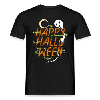 Halloween Costume Spirit Ghost Moon Wishes Happy - Men's T-Shirt - black - Front - AI Model Male 178 light (178cm)