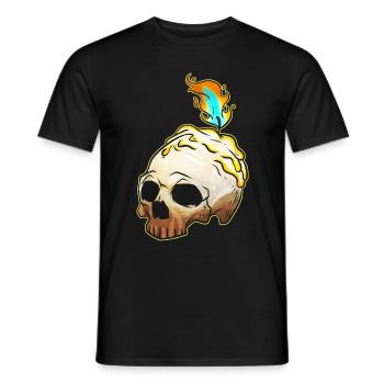 Skull With Burning Candle On Top Esotheric - Men's T-Shirt - black - Front - AI Model Male 178 light (178cm)