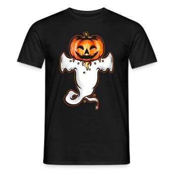 Fantôme mignon kawaii avec costume de tête de citrouille - T-shirt homme - noir - Devant - AI Model Male 178 light (178cm)