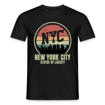 Retro Vintage New York City Statue of Liberty - Men's T-Shirt - black - Front - AI Model Male 178 light (178cm)