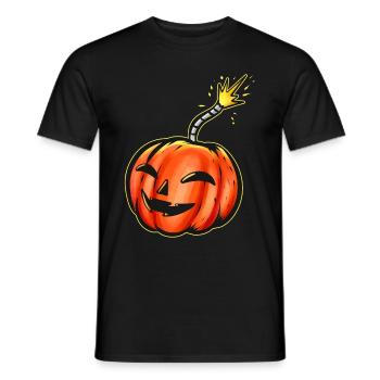 Bombe de citrouille effrayante avec fusible enflammé Halloween - T-shirt homme - noir - Devant - AI Model Male 178 light (178cm)
