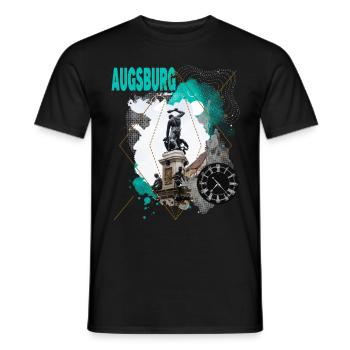 Augsburg Deutschland Stadt Skyline Vintage Retro - Männer T-Shirt - Schwarz - Vorne - AI Model Male 178 light (178cm)