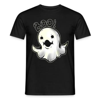 Mignon Kawaii mais effrayant Ghost Boo à Halloween - T-shirt homme - noir - Devant - AI Model Male 178 light (178cm)