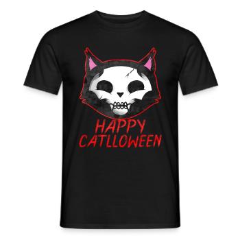 Cadavre Peinture Chat Joyeux Catlloween Chat Halloween - T-shirt homme - noir - Devant - AI Model Male 178 light (178cm)