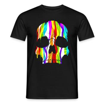 Colorful Skull Paint Dripping Day Of The Dead And - Men's T-Shirt - black - Front - AI Model Male 178 light (178cm)