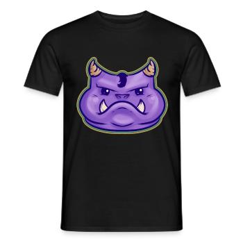 Mignon monstre violet kawaii avec des crocs et des cornes - T-shirt homme - noir - Devant - AI Model Male 178 light (178cm)
