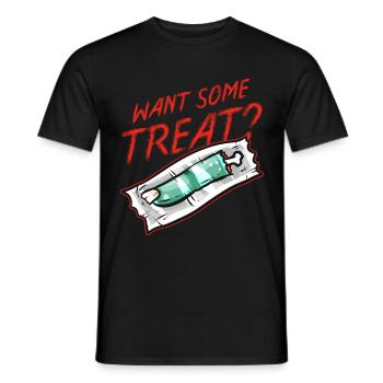 Zombie Finger Want Some Treat Halloween - Men's T-Shirt - black - Front - AI Model Male 178 light (178cm)