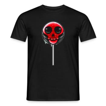 Astuce de sucette crâne rouge ou friandise Halloween - T-shirt homme - noir - Devant - AI Model Male 178 light (178cm)
