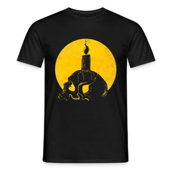 Candle On Skull In Front Of Moon Halloween - Männer T-Shirt - Schwarz - Vorne - AI Model Male 178 light (178cm)