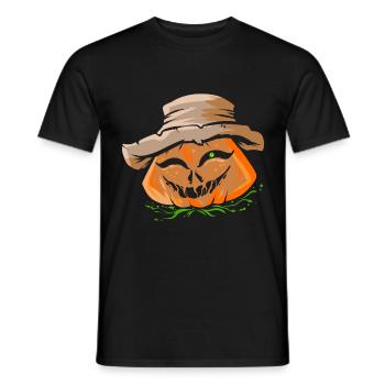 Pumpkin Lantern With Farmers Hat Jack O Lantern - Men's T-Shirt - black - Front - AI Model Male 178 light (178cm)