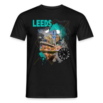 Leeds Angleterre UK City Skyline Vintage Rétro - T-shirt homme - noir - Devant - AI Model Male 178 light (178cm)