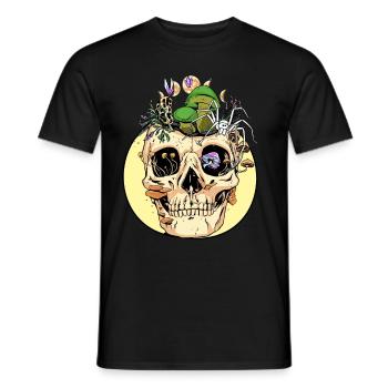 Horror Halloween Spider Skull Autumn Mushrooms - Men's T-Shirt - black - Front - AI Model Male 178 light (178cm)