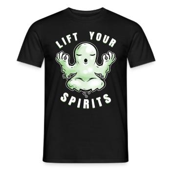 Lift Your Spirits Ghost Yoga Meditation Spirit - Men's T-Shirt - black - Front - AI Model Male 178 light (178cm)