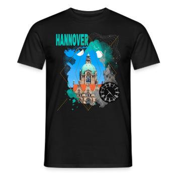 Hanovre Allemagne City Skyline Vintage Rétro - T-shirt homme - noir - Devant - AI Model Male 178 light (178cm)