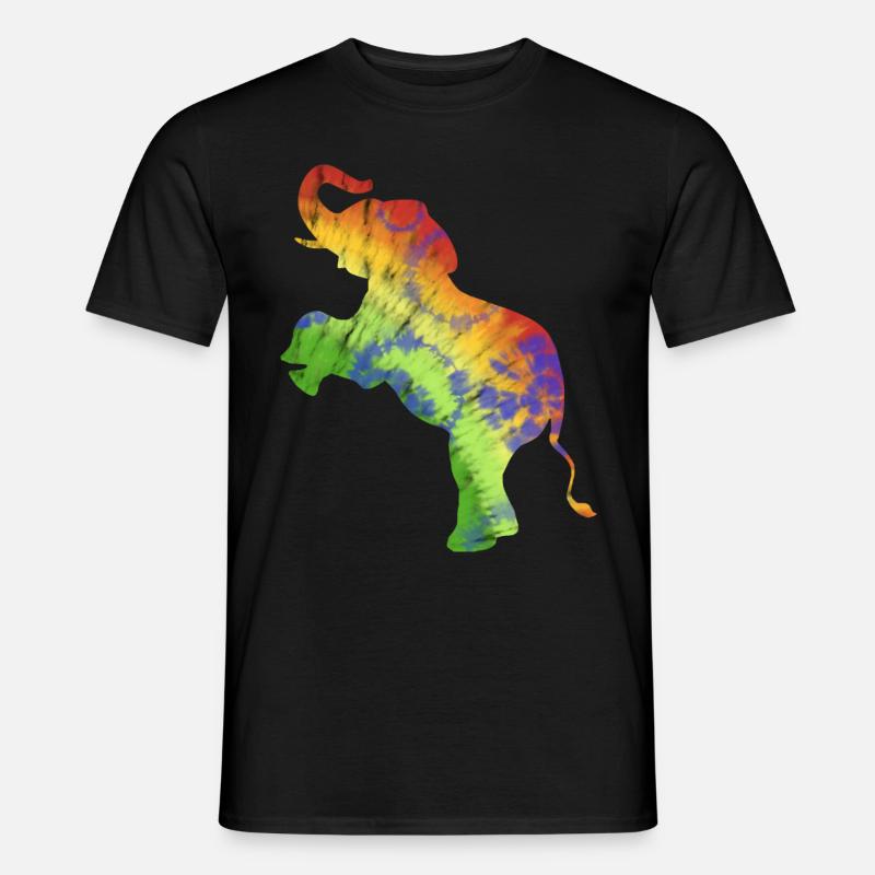 Regenbogen Batik Elephant Elefant - Männer T-Shirt - Schwarz