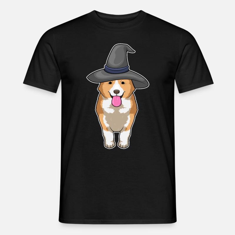 Corgi Hexe - Männer T-Shirt - Schwarz