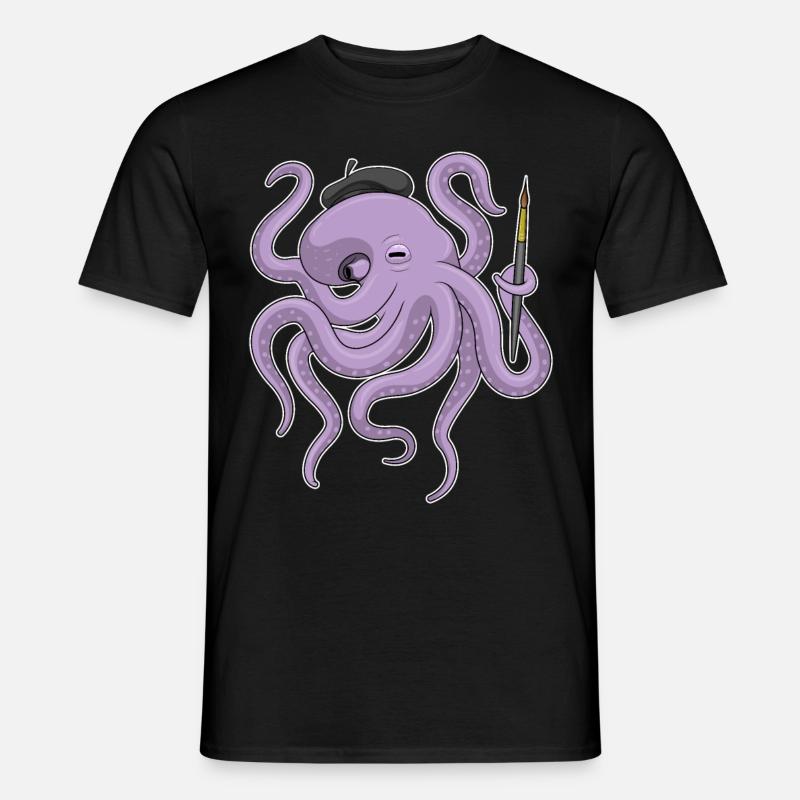 Krake Maler Pinsel - Männer T-Shirt - Schwarz