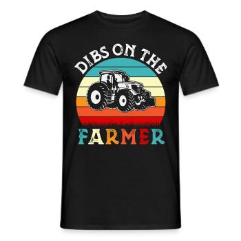 Retro Groovy Dibs On The Farmer, épouse d’agriculteurs - T-shirt homme - noir - Devant - AI Model Male 178 light (178cm)