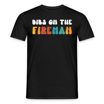 Retro Groovy Dibs On The Fireman, drôle - T-shirt homme - noir - Devant - AI Model Male 178 light (178cm)