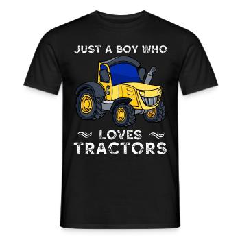 Nur ein Junge, der Traktoren liebt - Männer T-Shirt - Schwarz - Vorne - AI Model Male 178 light (178cm)