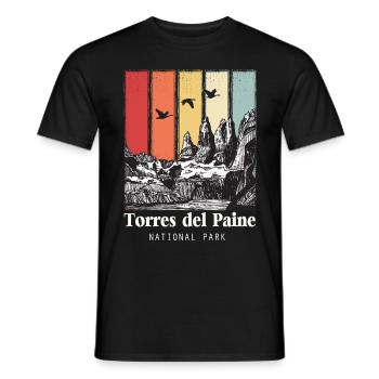 Torres del Paine Nationalpark Patagonien Chile Eis - Men's T-Shirt - black - Front - AI Model Male 178 light (178cm)