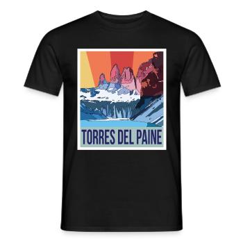Parc national Torres del Paine bleu du Chili - T-shirt homme - noir - Devant - AI Model Male 178 light (178cm)