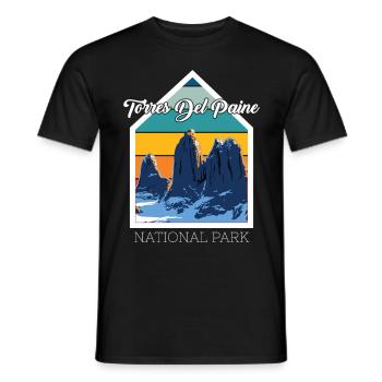 Parc national Torres del Paine bleu du Chili - T-shirt homme - noir - Devant - AI Model Male 178 light (178cm)