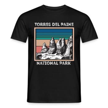 Parc national Torres del Paine, au Chili - T-shirt homme - noir - Devant - AI Model Male 178 light (178cm)