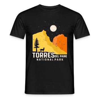 Chili : Parc national Torres del Paine avec glace bleue - T-shirt homme - noir - Devant - AI Model Male 178 light (178cm)