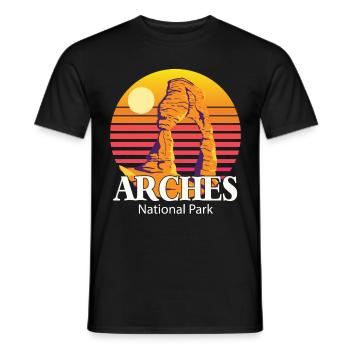 Nationalpark Arches in Utah mit Canyons Mountains - Männer T-Shirt - Schwarz - Vorne - AI Model Male 178 light (178cm)