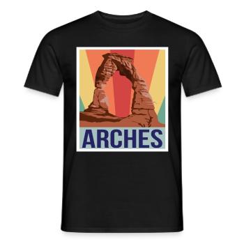 Arches Souvenir Moab Canyon National Park Souvenir - Men's T-Shirt - black - Front - AI Model Male 178 light (178cm)