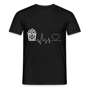Popcorn Heartbeat Movie Night Movie Night Rice Snack - Men's T-Shirt - black - Front - AI Model Male 178 light (178cm)