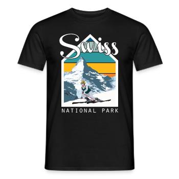 Schweizer Nationalpark Souvenir Schweiz Berge - Männer T-Shirt - Schwarz - Vorne - AI Model Male 178 light (178cm)