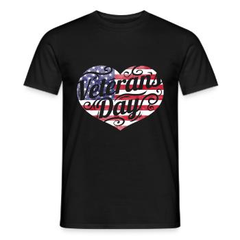 American Flag Heart for Veterans Day - Men's T-Shirt - black - Front - AI Model Male 178 light (178cm)