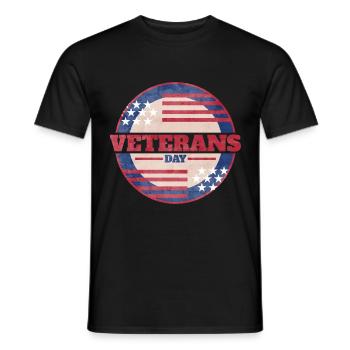 US Flag Round Logo For Veterans Day - Männer T-Shirt - Schwarz - Vorne - AI Model Male 178 light (178cm)