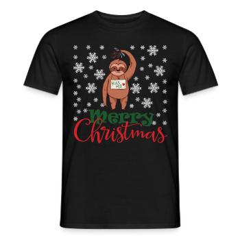 Noël Paresseux Baiser Père Noël Joyeux Weihn - T-shirt homme - noir - Devant - AI Model Male 178 light (178cm)