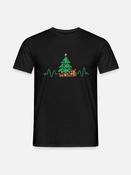 Holiday Heartbeat Xmas Christmas Tree Christmas - Männer T-Shirt - Schwarz