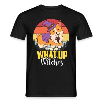 Cute Corgi Witch Halloween Party Dog Love - Men's T-Shirt - black - Front - AI Model Male 178 light (178cm)