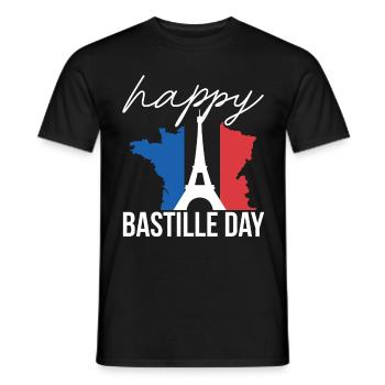 Eiffel Tower Day Celebration July Paris France - Men's T-Shirt - black - Front - AI Model Male 178 light (178cm)