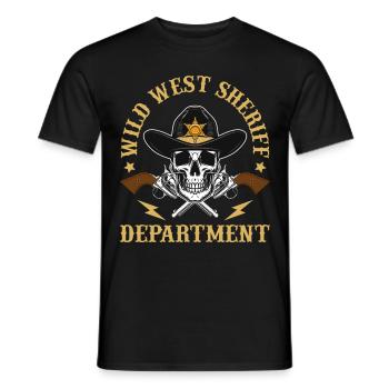 Sheriff West Department Skull Pistols Sheriffstern - Männer T-Shirt - Schwarz - Vorne - AI Model Male 178 light (178cm)