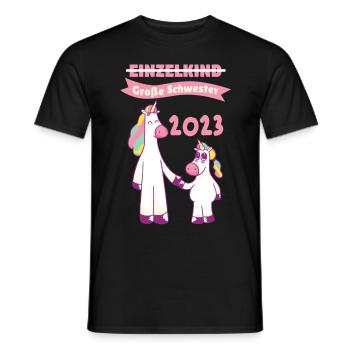 Schwester 2023 Einhorn Werdende Schwester - Männer T-Shirt - Schwarz - Vorne - AI Model Male 178 light (178cm)