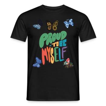 Butterfly Proud Motivational Saying avec Butterfli - T-shirt homme - noir - Devant - AI Model Male 178 light (178cm)