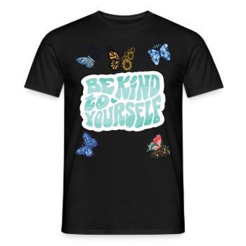 Be Kind Motivational Butterfly Saying with Butterf - Men's T-Shirt - black - Front - AI Model Male 178 light (178cm)