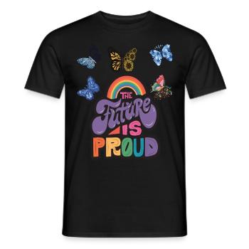 Butterfly Rainbow Motivational Saying with Butterf - Men's T-Shirt - black - Front - AI Model Male 178 light (178cm)