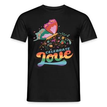 Citation de motivation Love Butterfly avec des papillons - T-shirt homme - noir - Devant - AI Model Male 178 light (178cm)